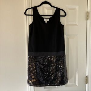 NWT Ann Taylor LOFT Petite Black Retro Sequined Mini Sleeveless Shift Dress (2P)